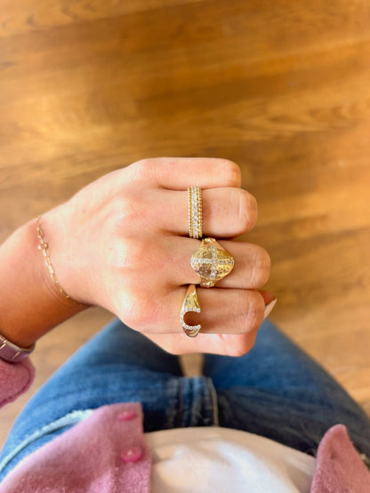 Diamond Horseshoe Signet Ring