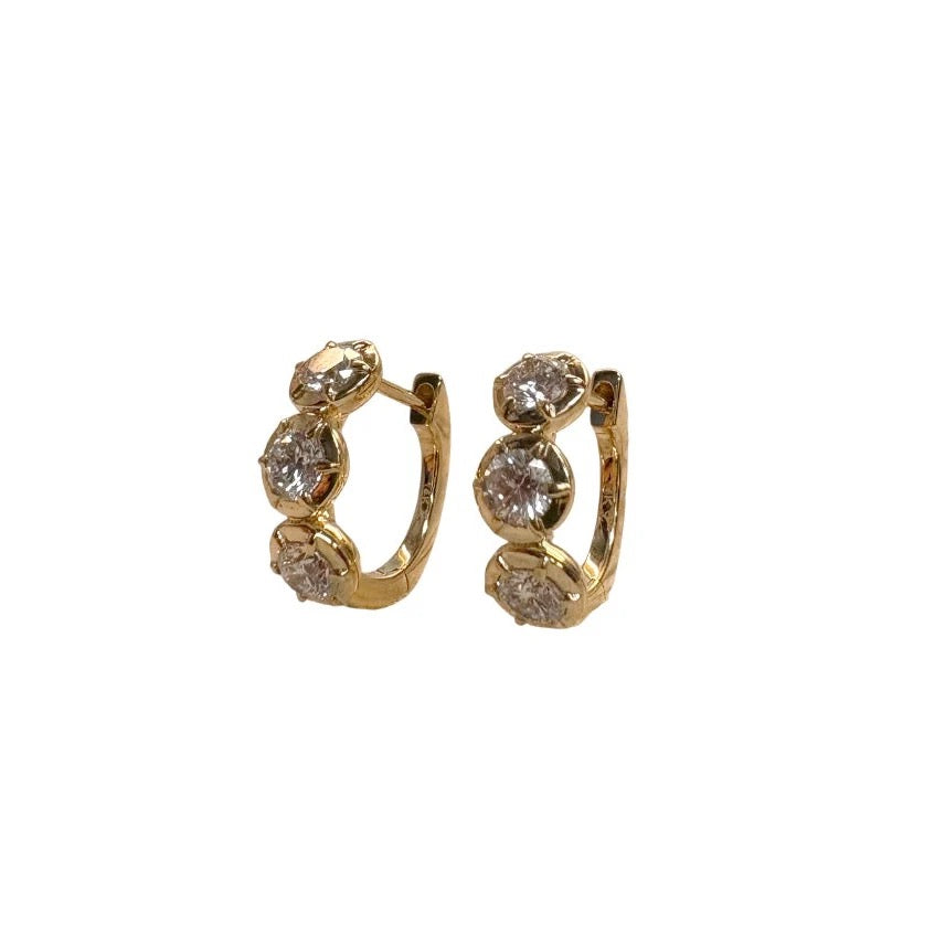Triple Georgian Lab Diamond Huggie Earrings