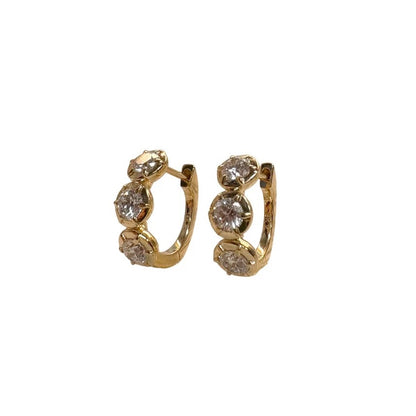 Triple Georgian Lab Diamond Huggie Earrings