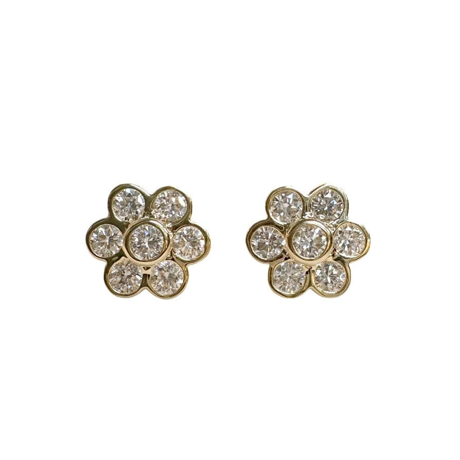 Lab Diamond Daisy Stud Earrings