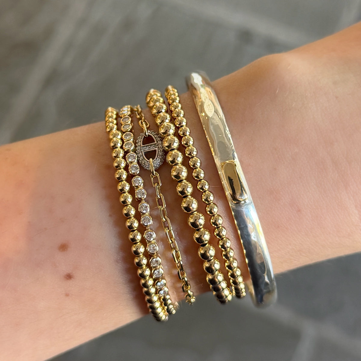 Hammered Silver Cuff with Gold Accents