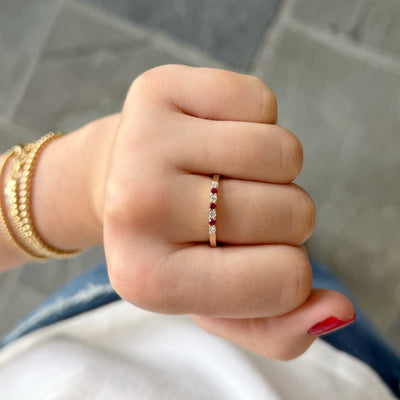 Alternating Diamond & Ruby Band