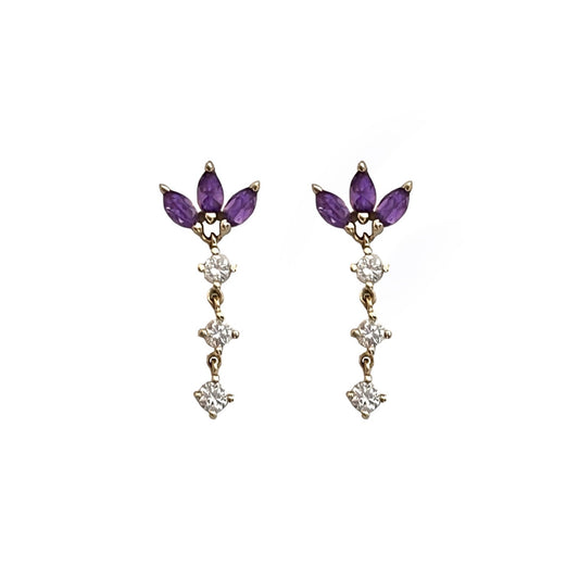 Marquise Amethyst & Diamond Drop Earring