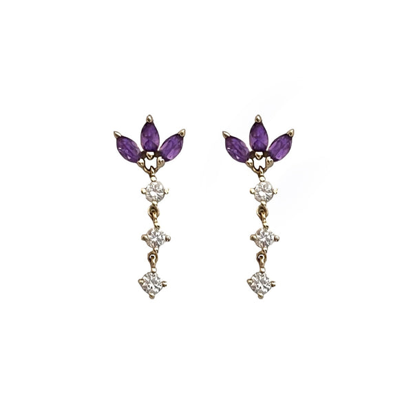 Marquise Amethyst & Diamond Drop Earring
