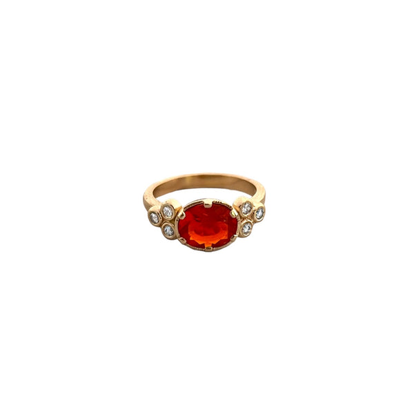 Fire Opal & Diamond Ring