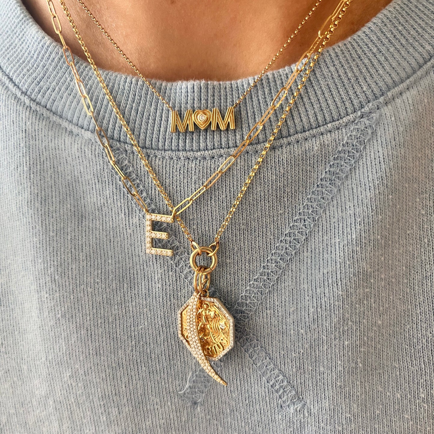 Diamond "E" Initial Necklace