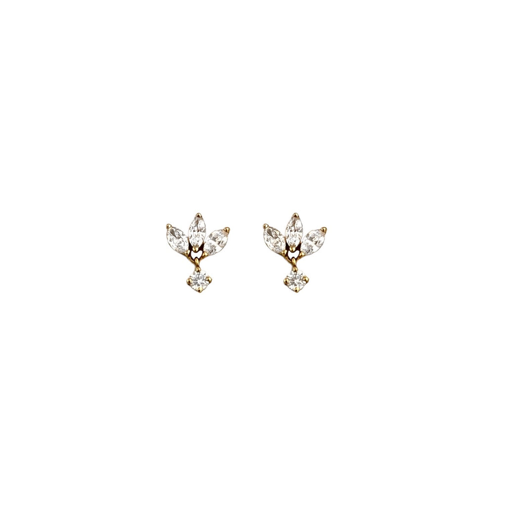 Marquise & Round Diamond Dangle Stud Earrings