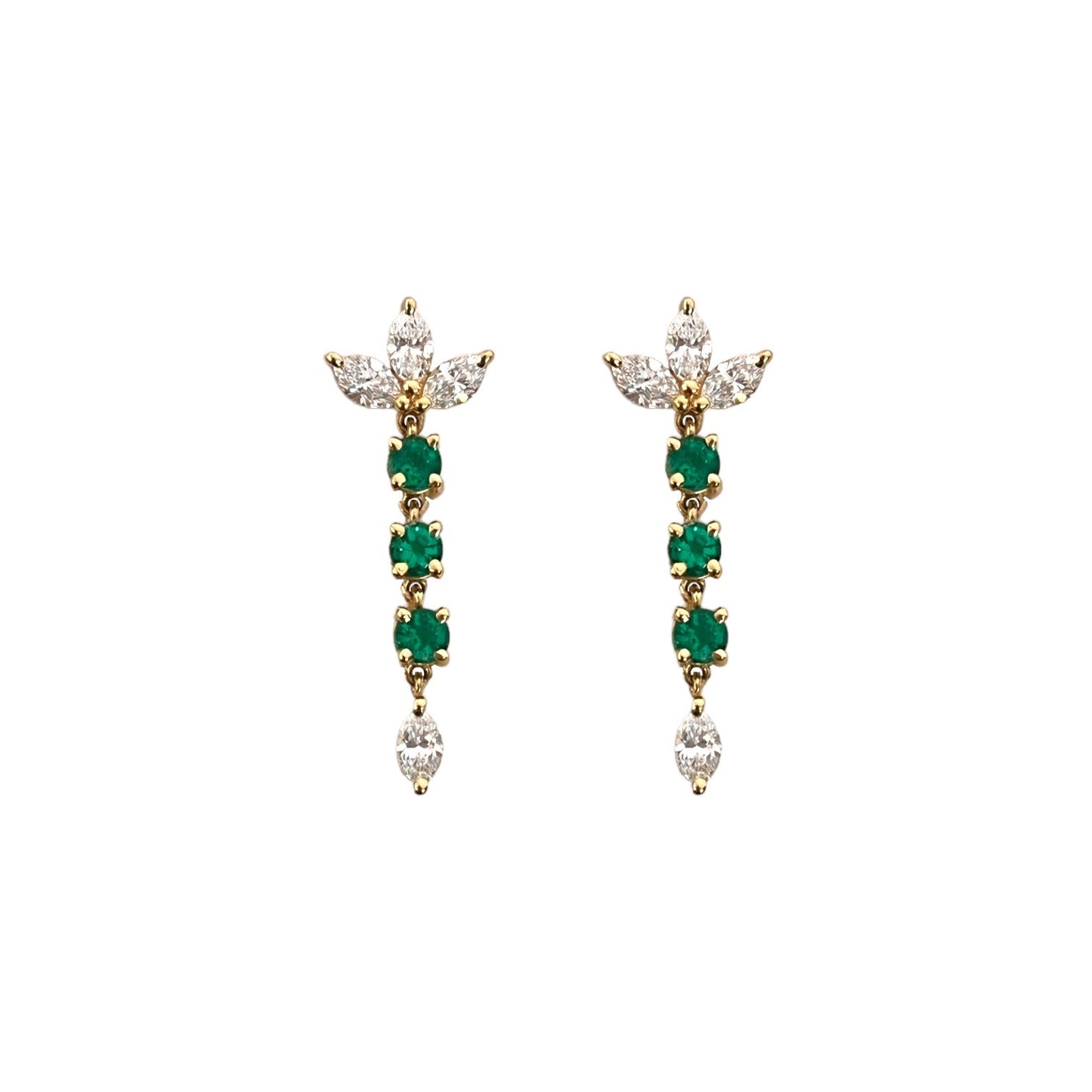 Diamond Marquise Trio with Emerald Dangle Earrings
