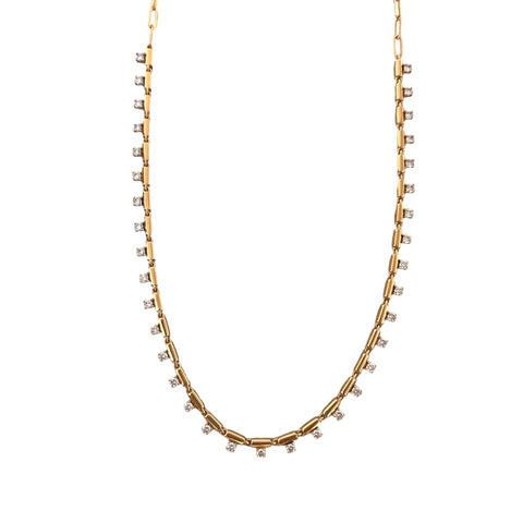 Tile Link & Diamond Necklace