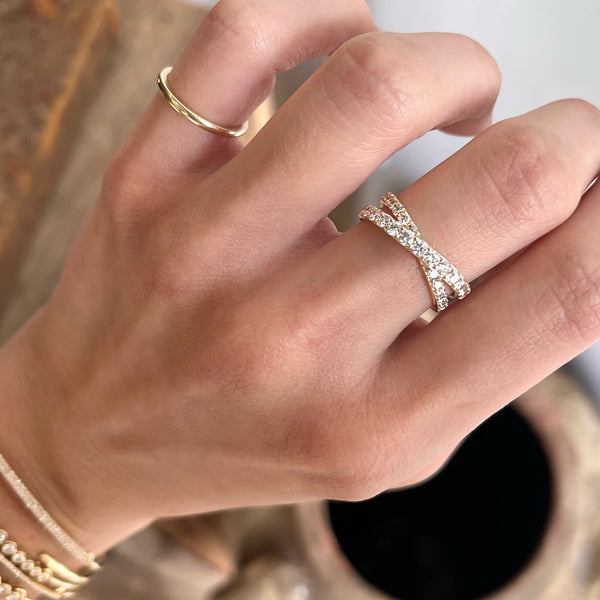 Diamond Criss Cross Ring