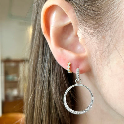 White Gold Diamond Huggie Hoop Earrings