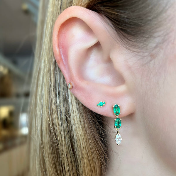 Emerald & Diamond Dangle Earrings