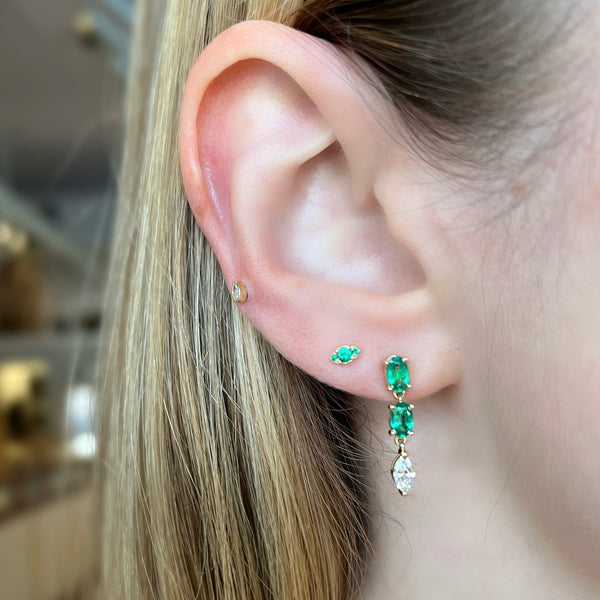 Micro Emerald Evil Eye Stud Earrings