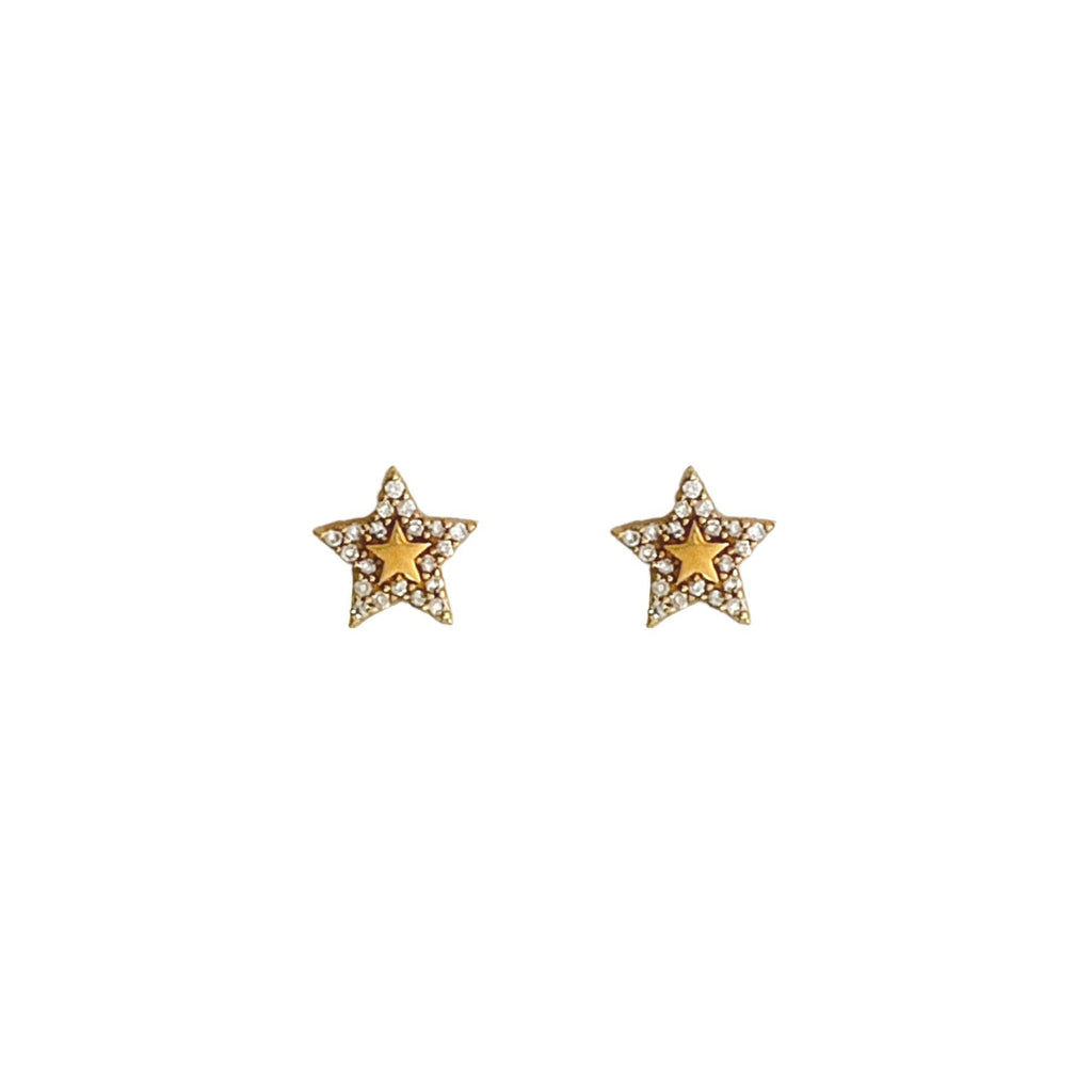 Diamond Star Halo Stud Earrings