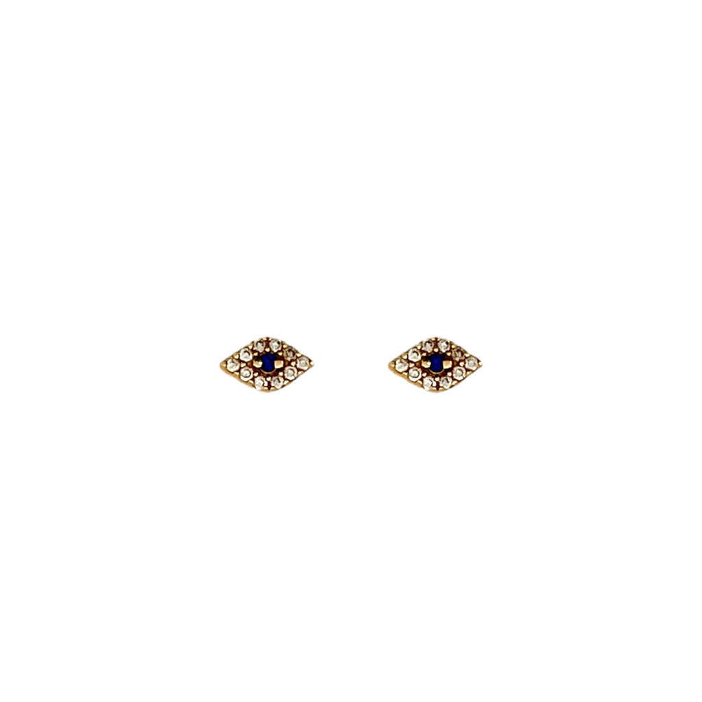 Blue Sapphire & Diamond Evil Eye Stud Earrings