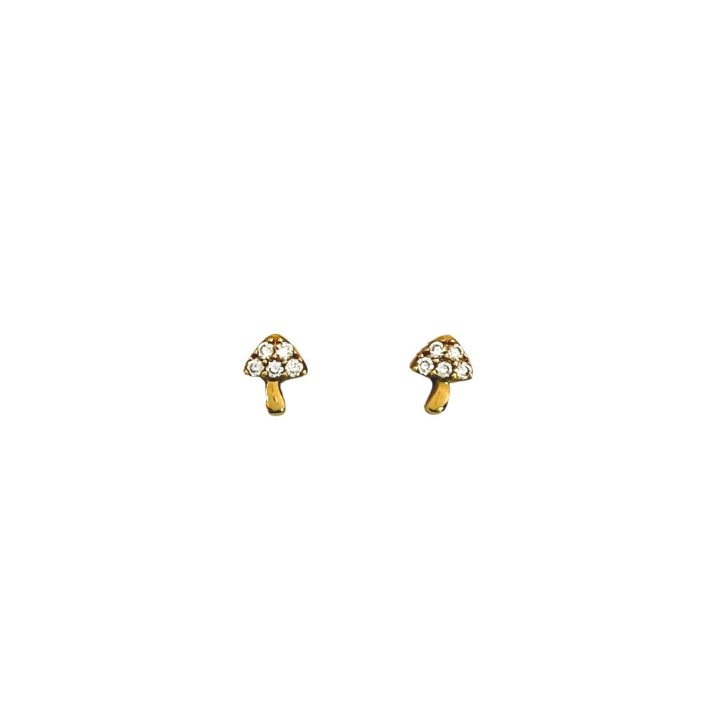 Diamond Mushroom Stud Earrings