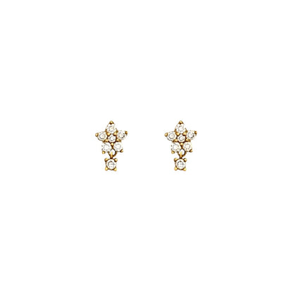 Diamond Flower Dangle Stud Earrings