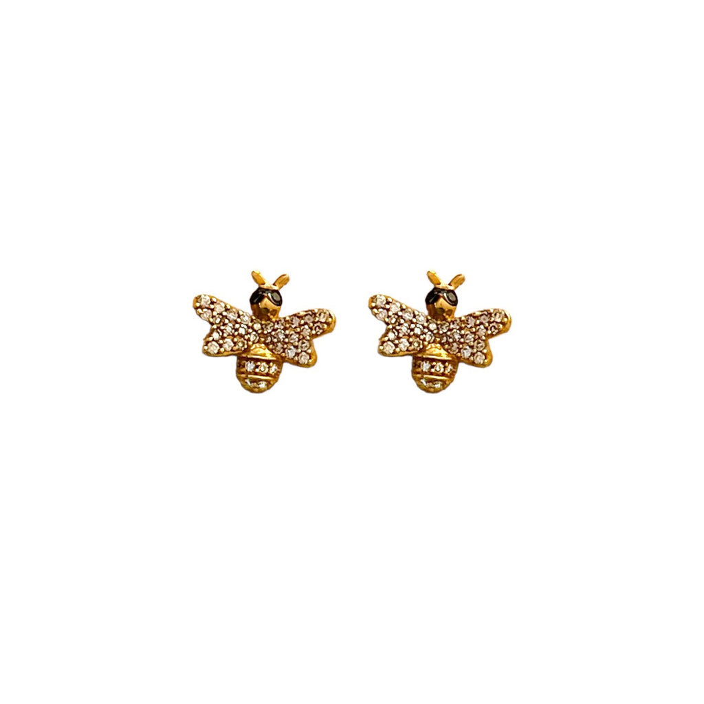 Diamond Bumble Bee Stud Earrings