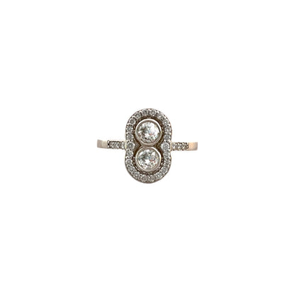 Vintage Inspired Double Diamond Halo Ring