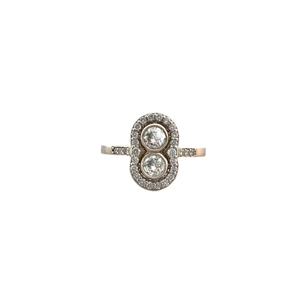 Vintage Inspired Double Diamond Halo Ring