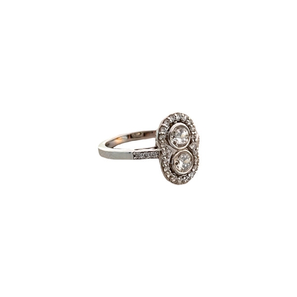 Vintage Inspired Double Diamond Halo Ring