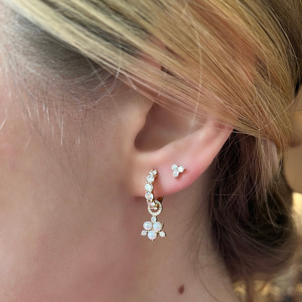 Shared Prong Diamond Huggie Earrings