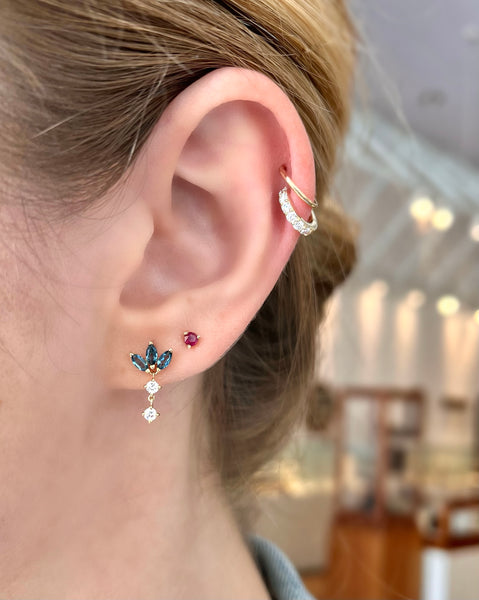Mini Chunky Diamond Huggie Earrings