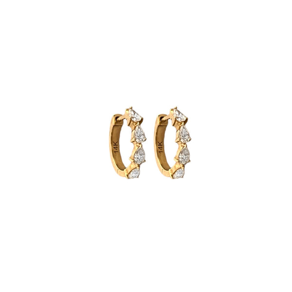 Pear Diamond Huggie Earrings