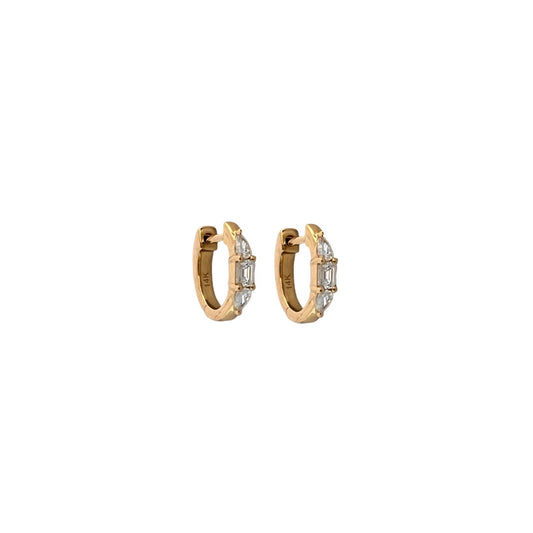 Pear & Emerald Cut Diamond Huggie Earrings