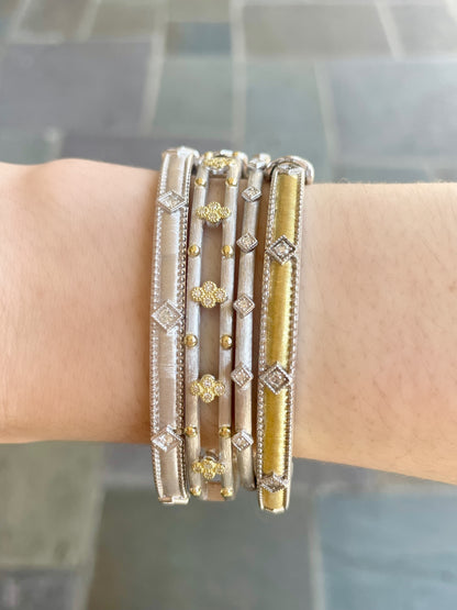 Mixed Metal Lisse Diamond Kite Bangle