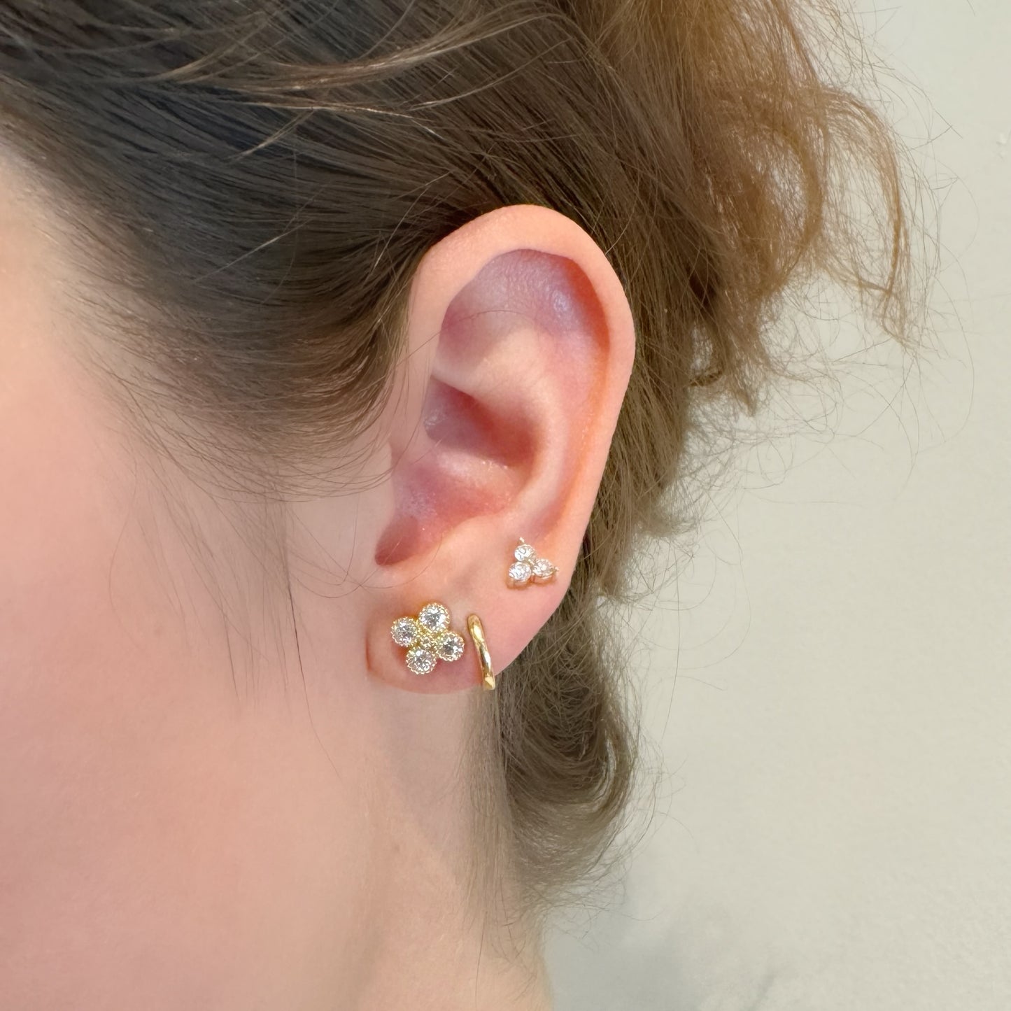Milgrain Bezel Quad Diamond Earrings
