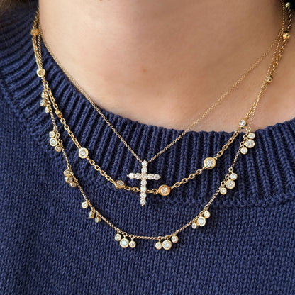 Triplet Lab Diamond Dangle Necklace
