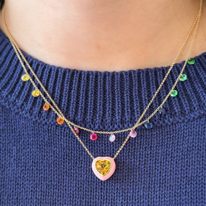 Enamel & Citrine Heart Necklace