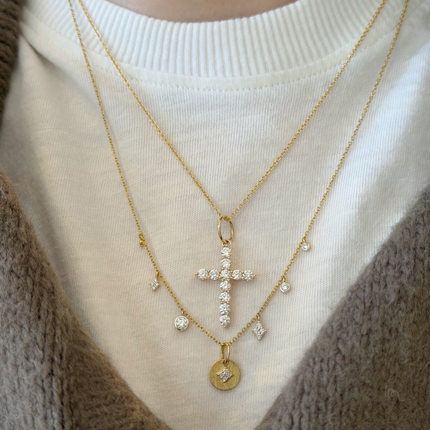 Provence Floating Charm Necklace with White Diamonds