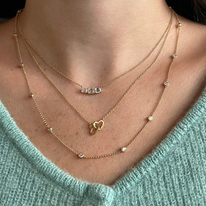Triple Emerald Cut Diamond Necklace