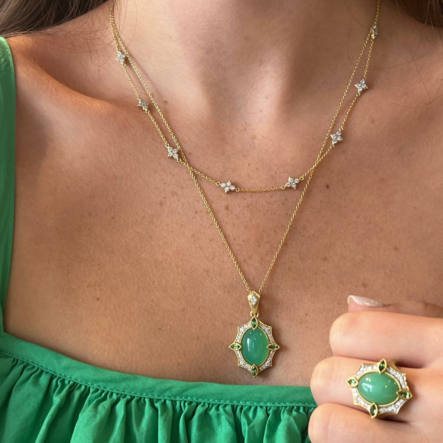 Moroccan Oval Chrysoprase Ring