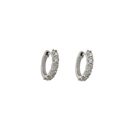 White Gold Diamond Huggie Earrings