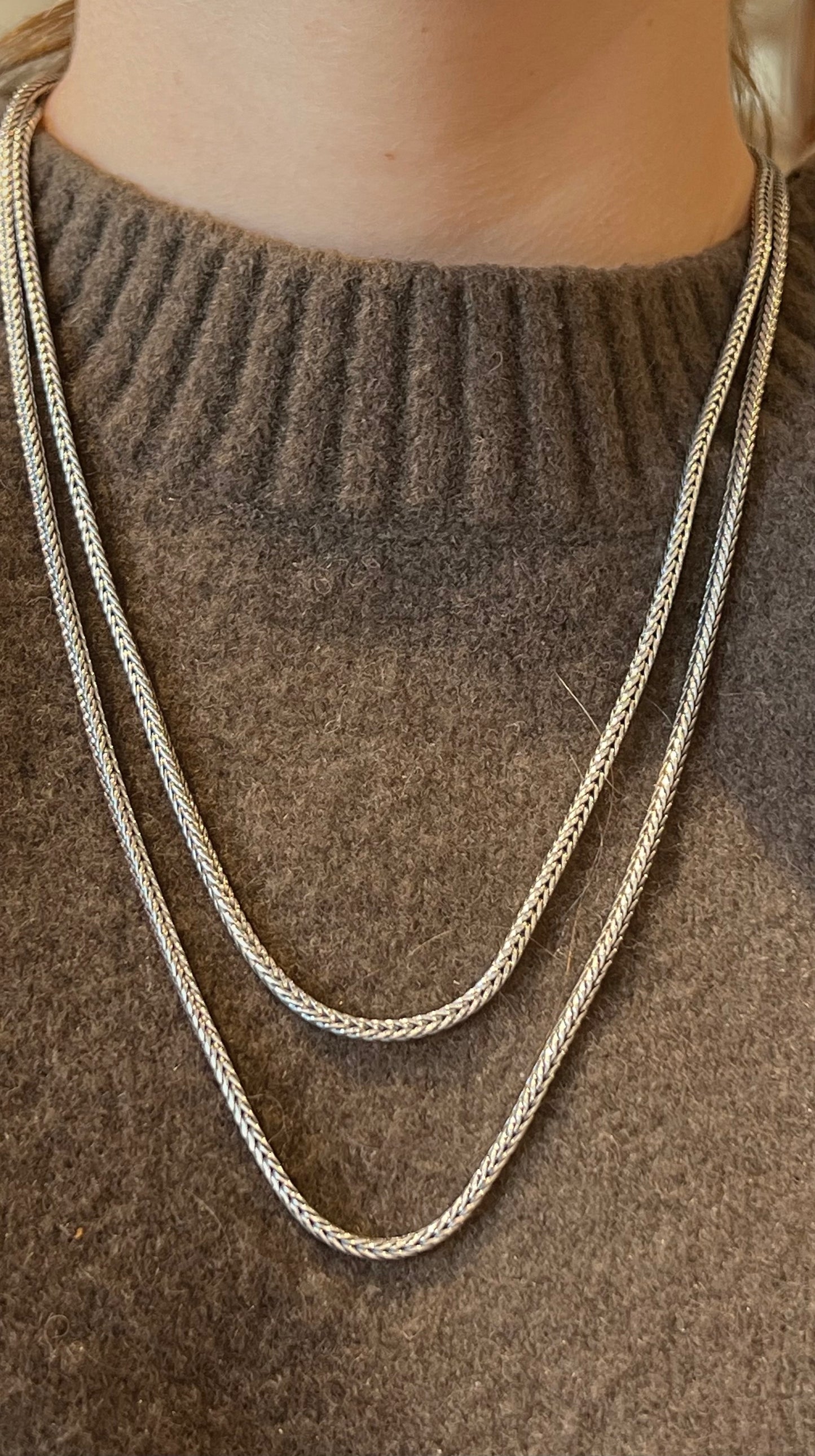 24" 2.5mm Sterling Silver Woven Wheat Chain