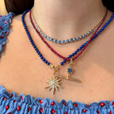 Lab Grown Blue Sapphire Half Tennis Necklace