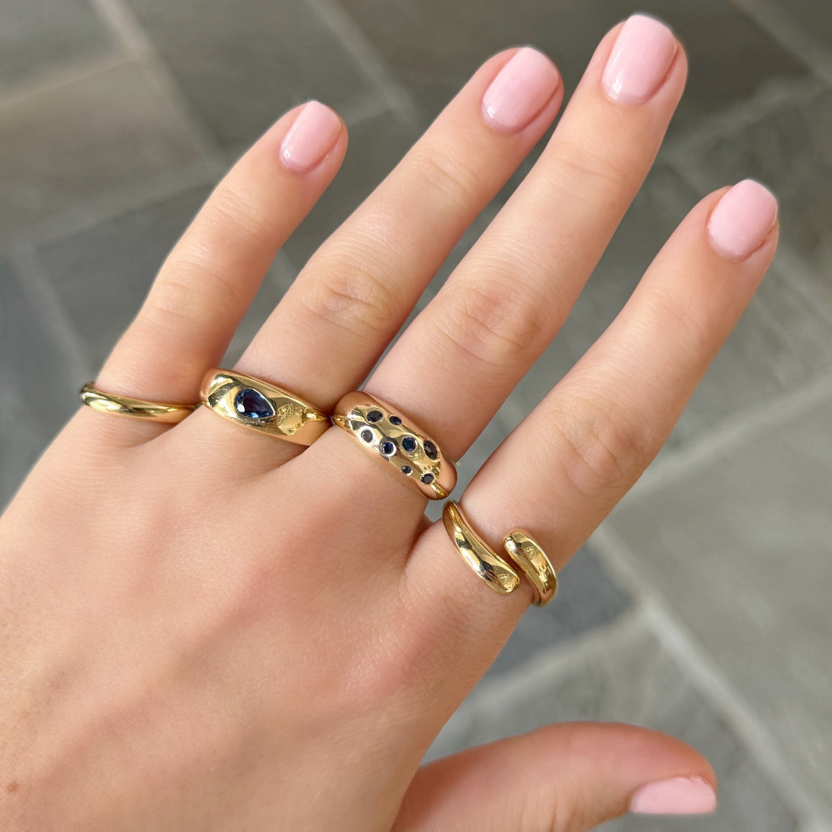 Pear Shape Sapphire Dome Ring