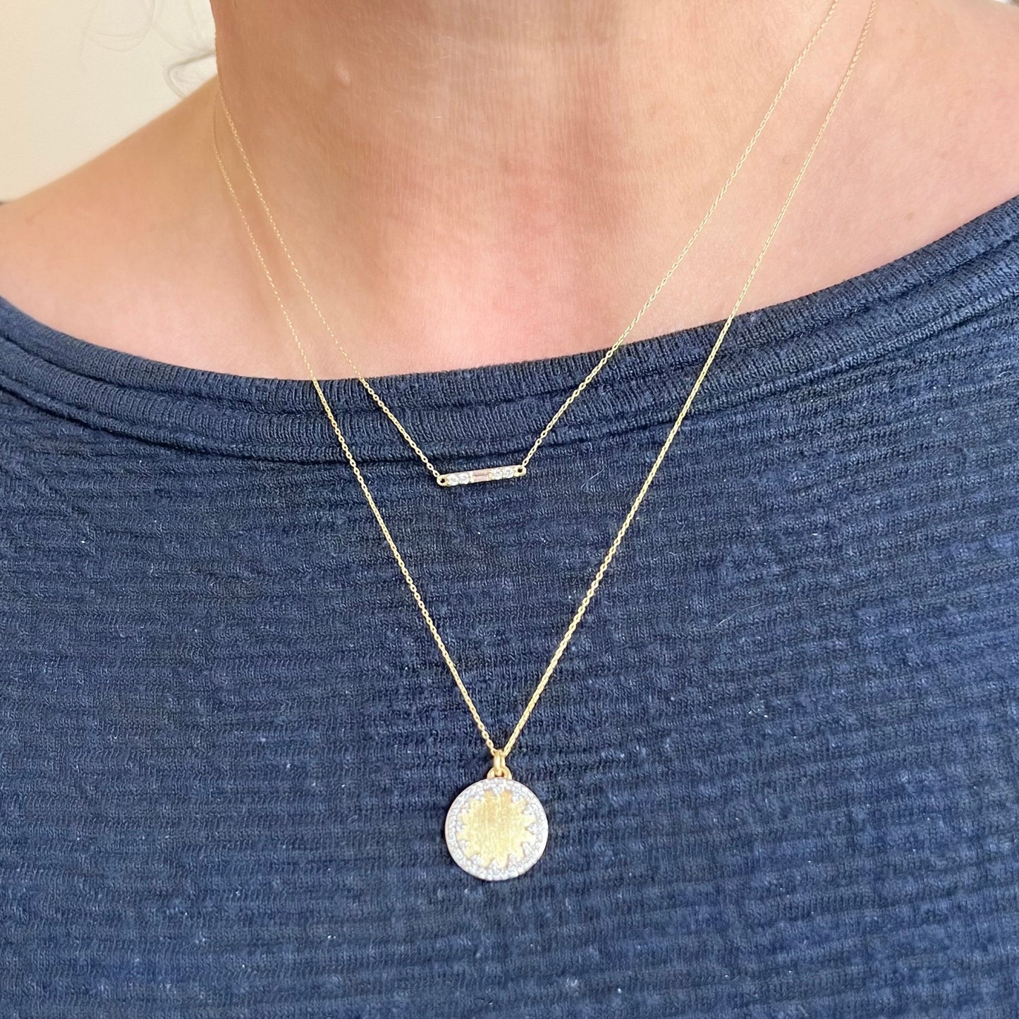 Provence Small Pave Disc Necklace