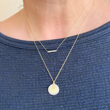 Provence Small Pave Disc Necklace