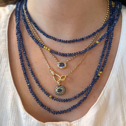 Oval Solitaire Sapphire on Ball Chain