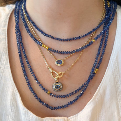 Oval Solitaire Sapphire on Ball Chain