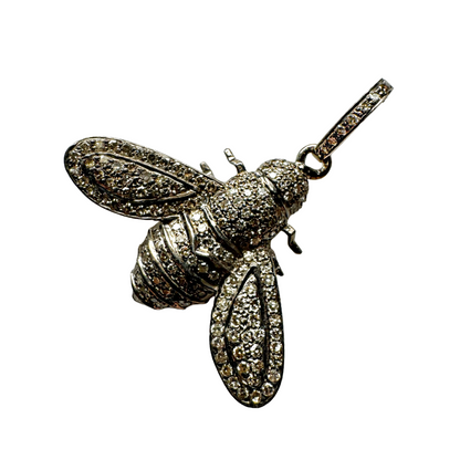 Oxidized Silver Diamond Bumblebee Charm