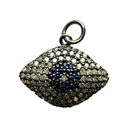 Oxidized Silver Diamond Open Evil Eye Charm