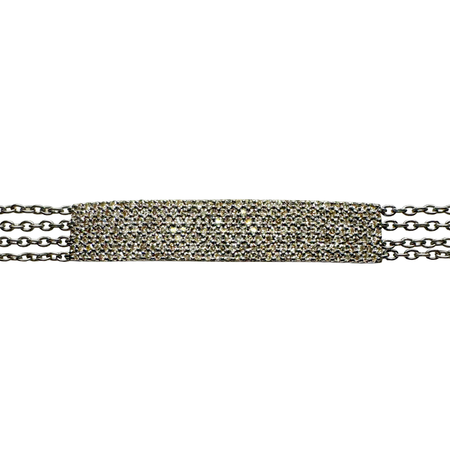 Oxidized Silver Diamond ID Bracelet