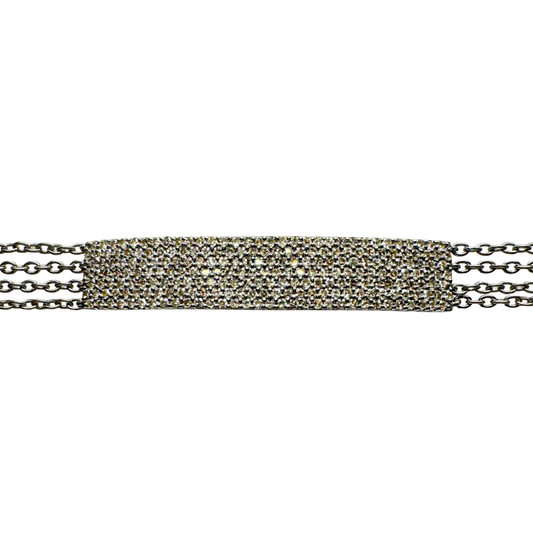 Oxidized Silver Diamond ID Bracelet