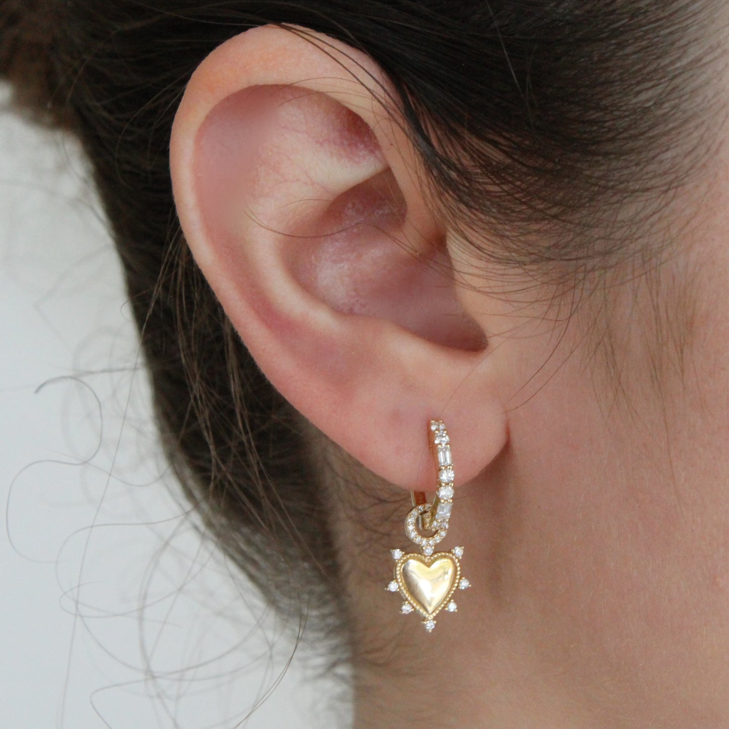 Gold Heart with Diamond Accent Earring Charms