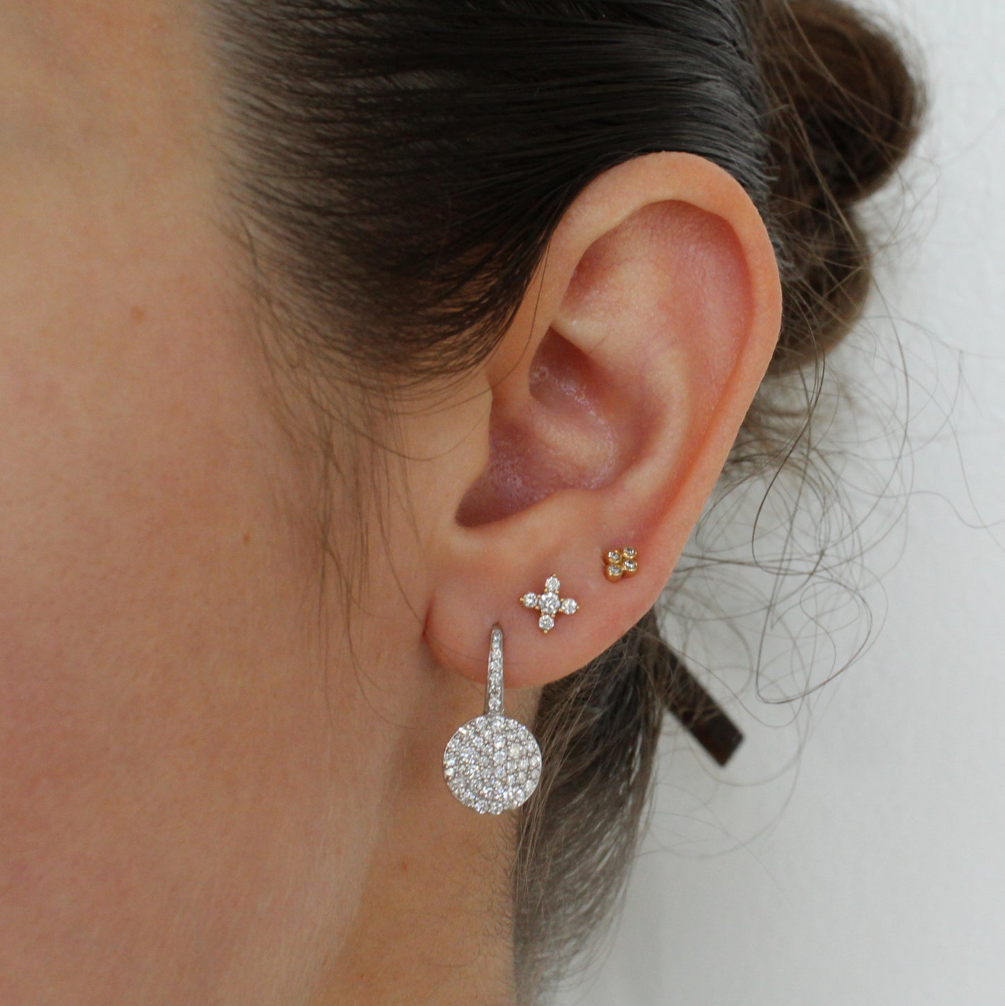 Diamond Disc Dangle Earrings